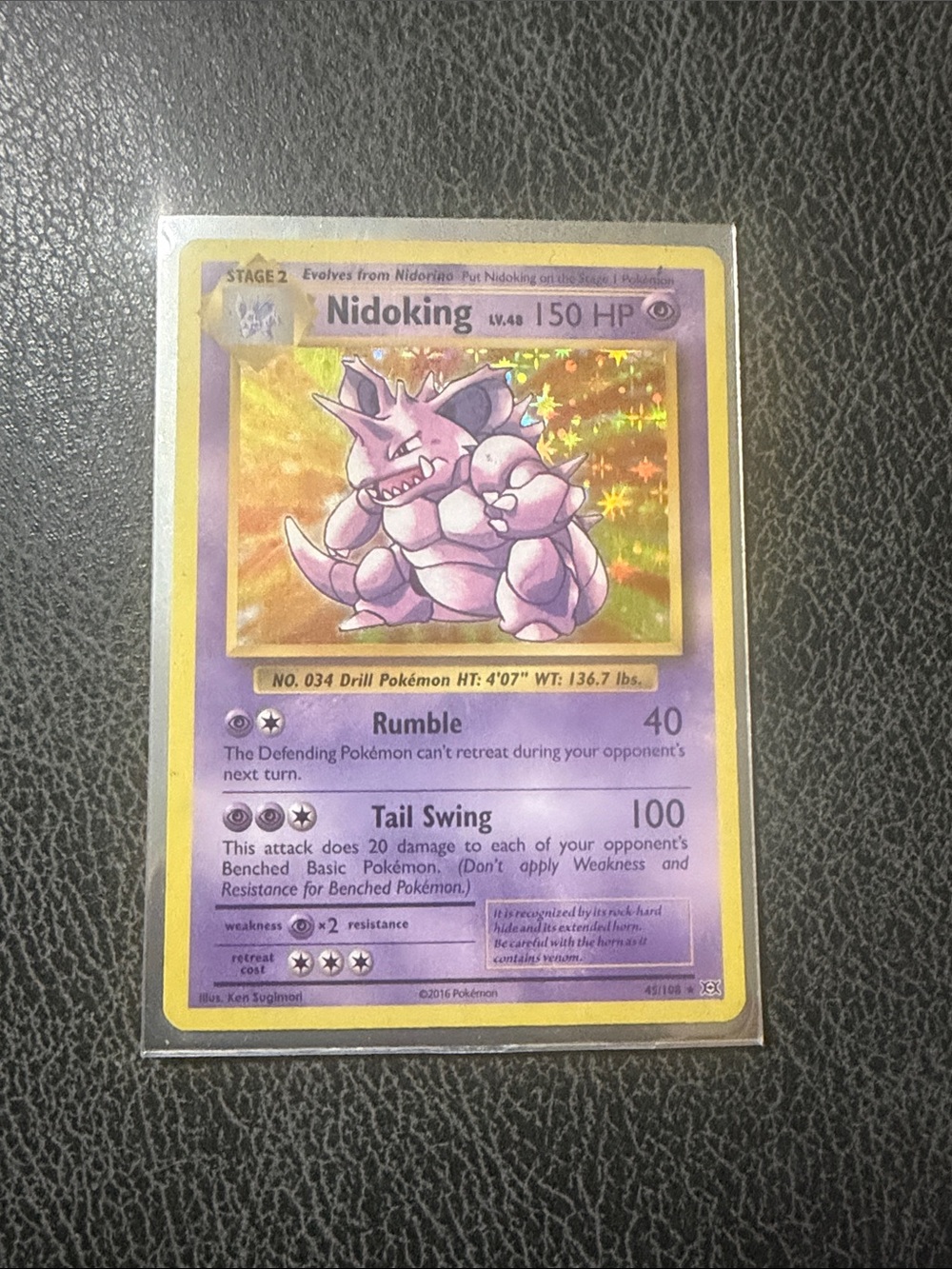 Nidoking Holographic Trading Card - Purple